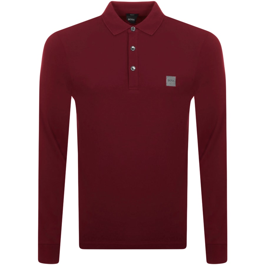 Alternative Image for ProductBOSS Long Sleeved Polo T Shirt Burgundy1
